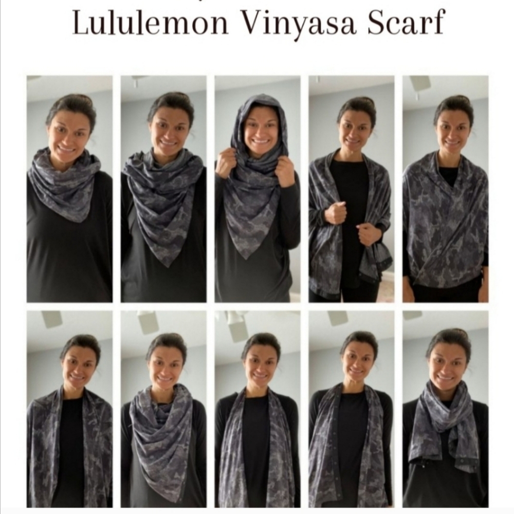 Lululemon Vinyasa Scarf Wrap Scarf / Color Blue Gray Black ROSJ/BLK - Picture 14 of 14